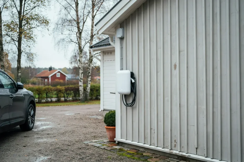 ladda elbilen hemma i villa r tt effekt s kring och placering av laddbox fr n start